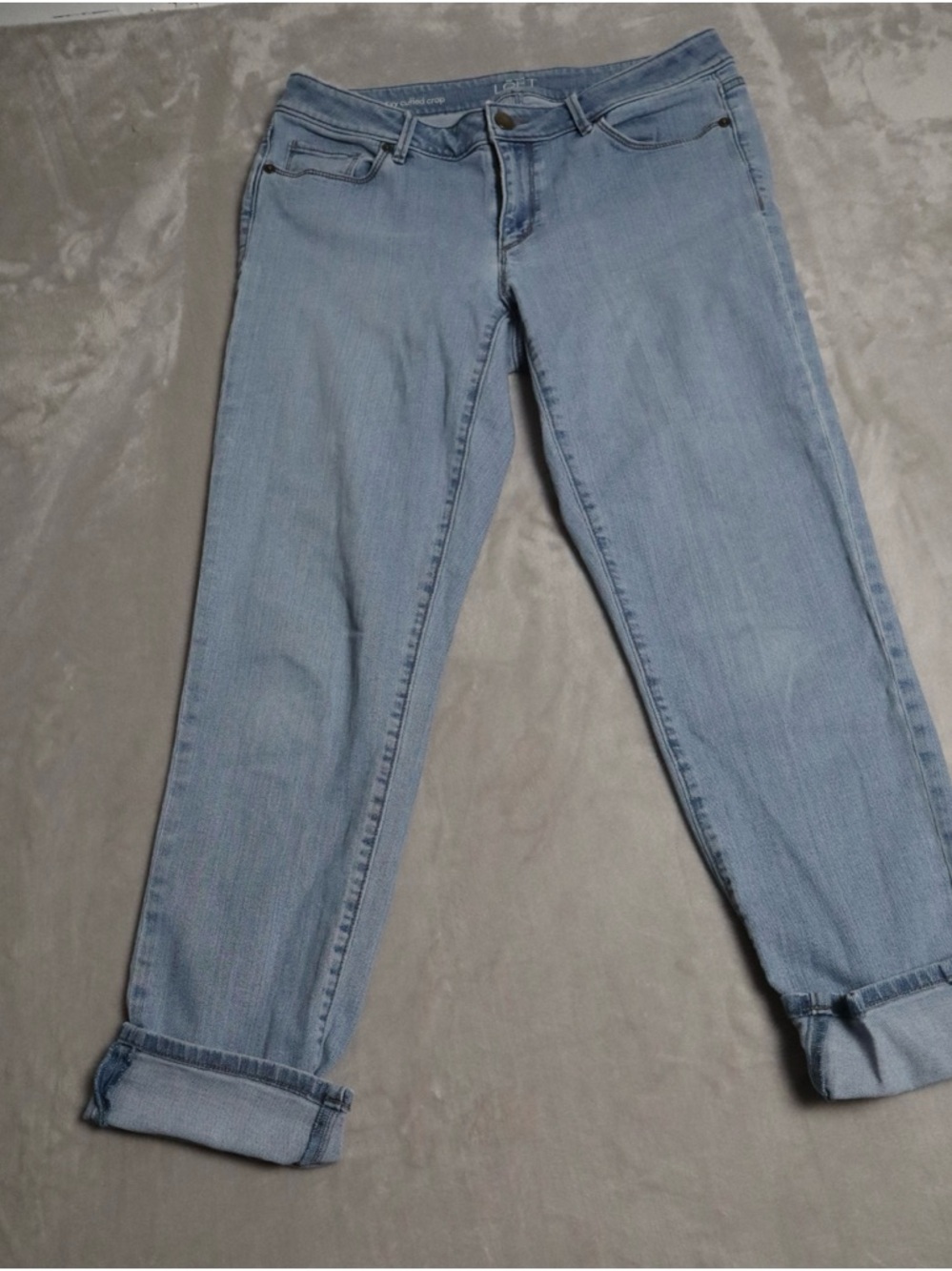 LOFT Light Blue Boyfriend Jeans with Cuffed Hem